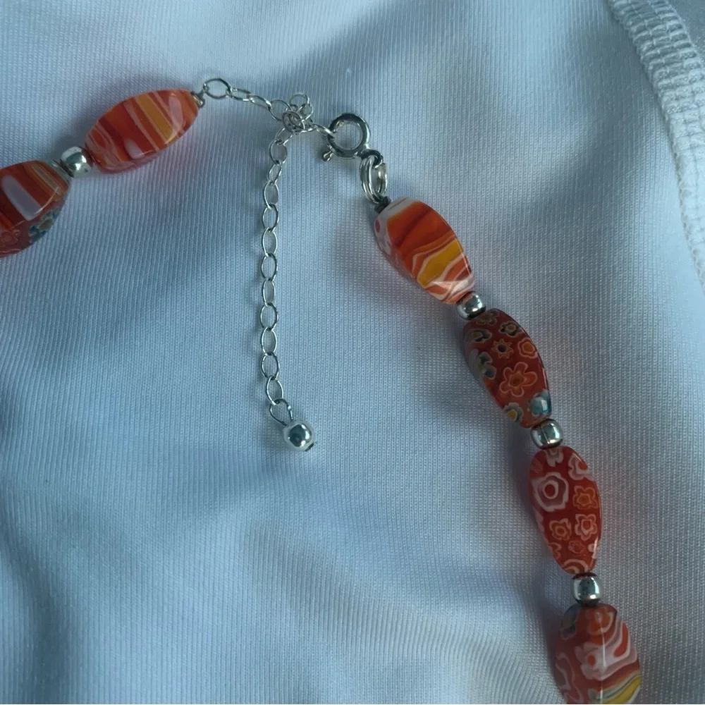 Unique Glass Beads (Mainly Orange) Total Length 21” can be made shorter w/clasp - Picture 6 of 16